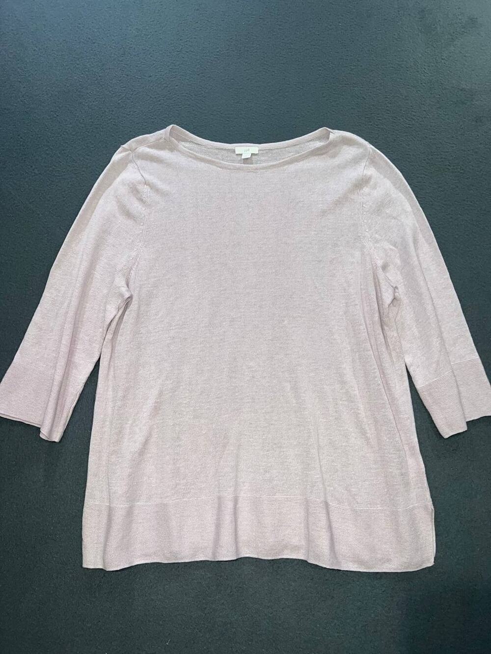 J. Jill Top Lilac Crew Neck Linen Blend knit Pullover 3/4 top Sz XL A010071